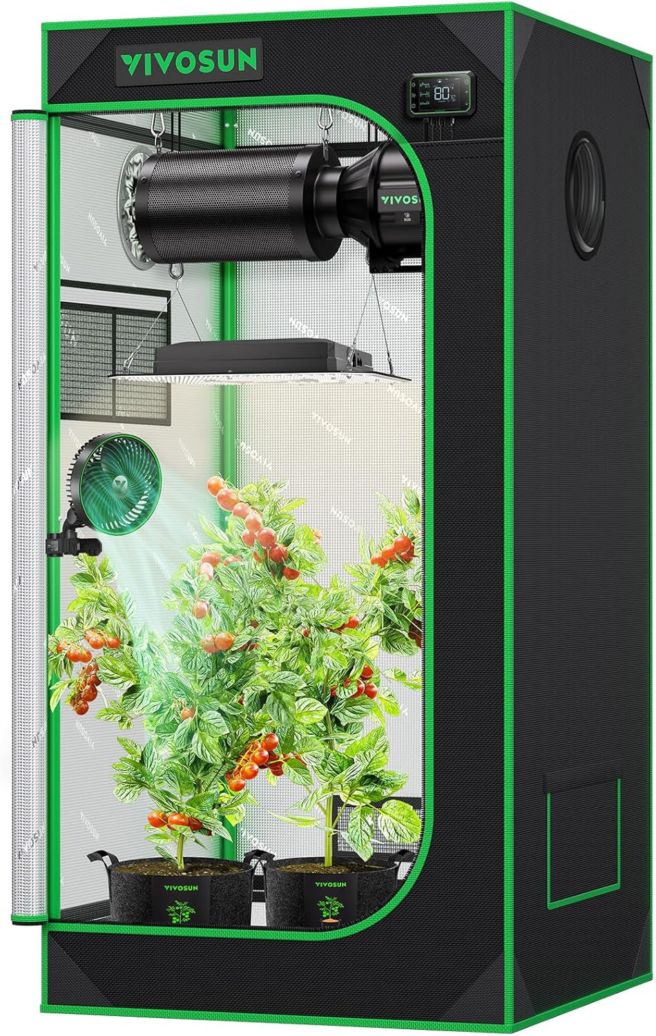 S336 3X3 Grow Tent, 36"X36"X72" High Reflective Mylar with Observation Window and Floor Tray for Hydroponics Indoor Plant for VS2000/VS3000