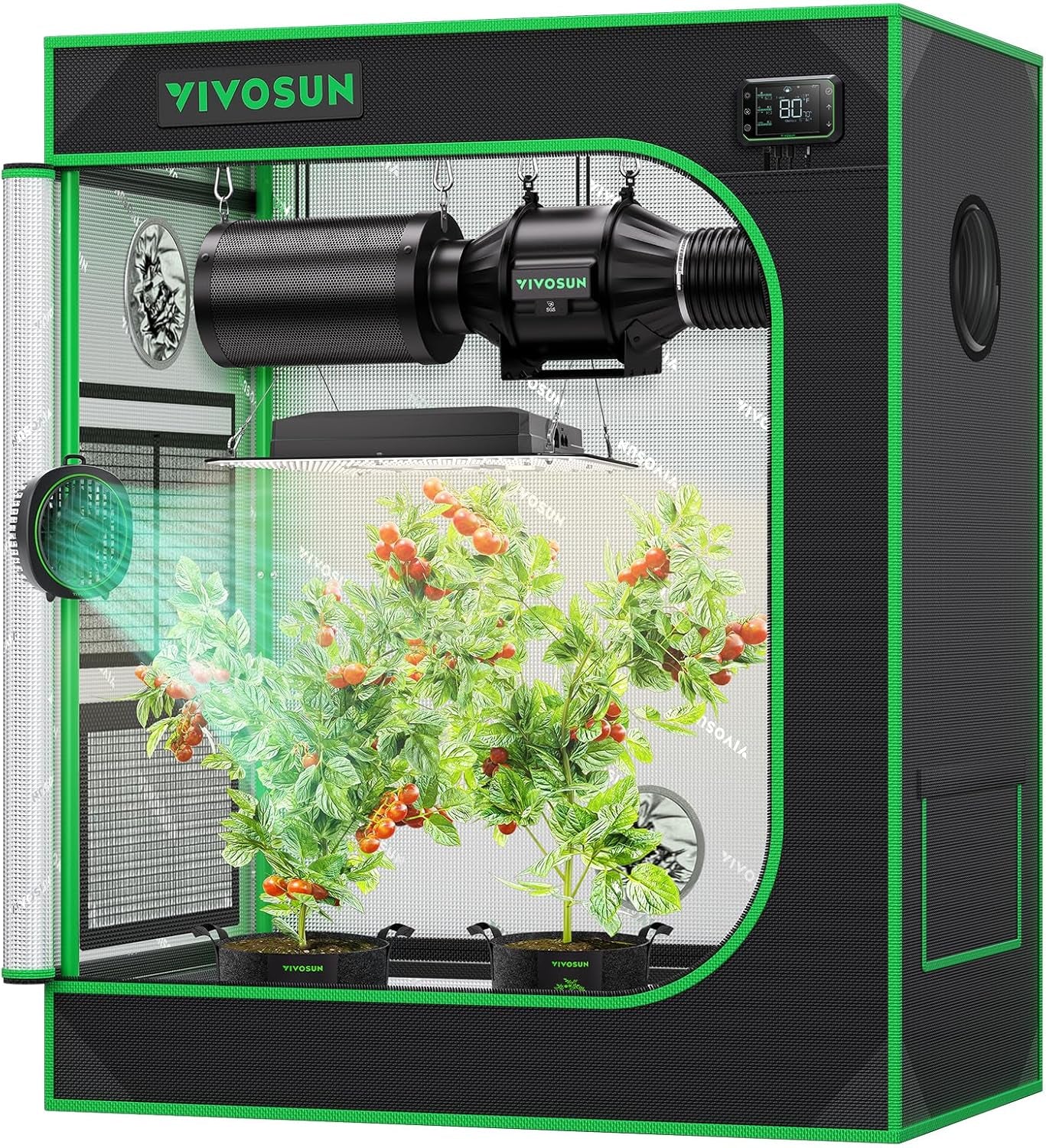 S336 3X3 Grow Tent, 36"X36"X72" High Reflective Mylar with Observation Window and Floor Tray for Hydroponics Indoor Plant for VS2000/VS3000