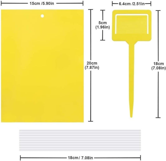 20-Pack Dual-Sided Yellow Sticky Traps for Flying Plant Insect Such as Fungus Gnats, Whiteflies, Aphids, Leafminers,Thrips - (6X8 Inches, Included 20Pcs Twist Ties)