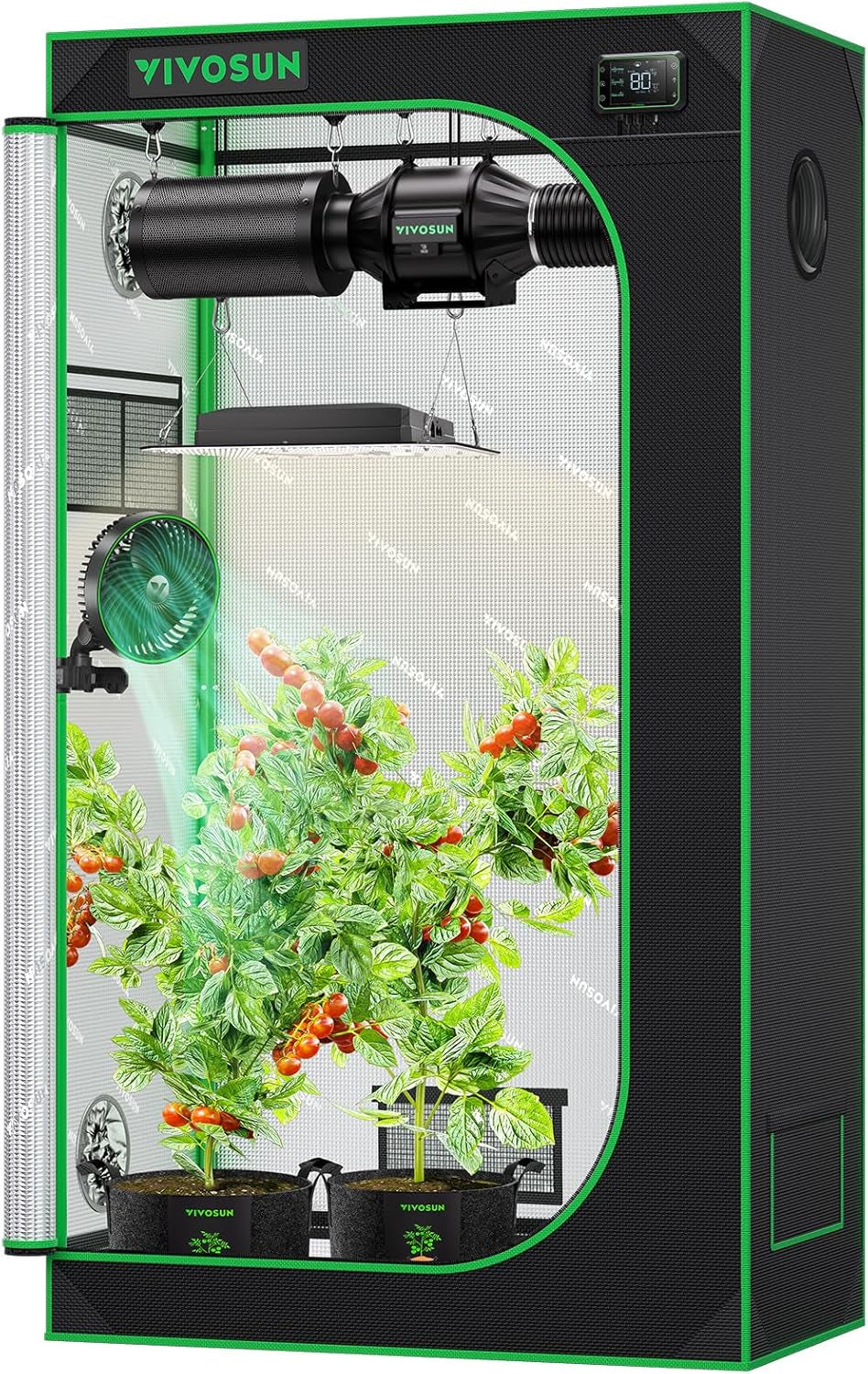 S336 3X3 Grow Tent, 36"X36"X72" High Reflective Mylar with Observation Window and Floor Tray for Hydroponics Indoor Plant for VS2000/VS3000