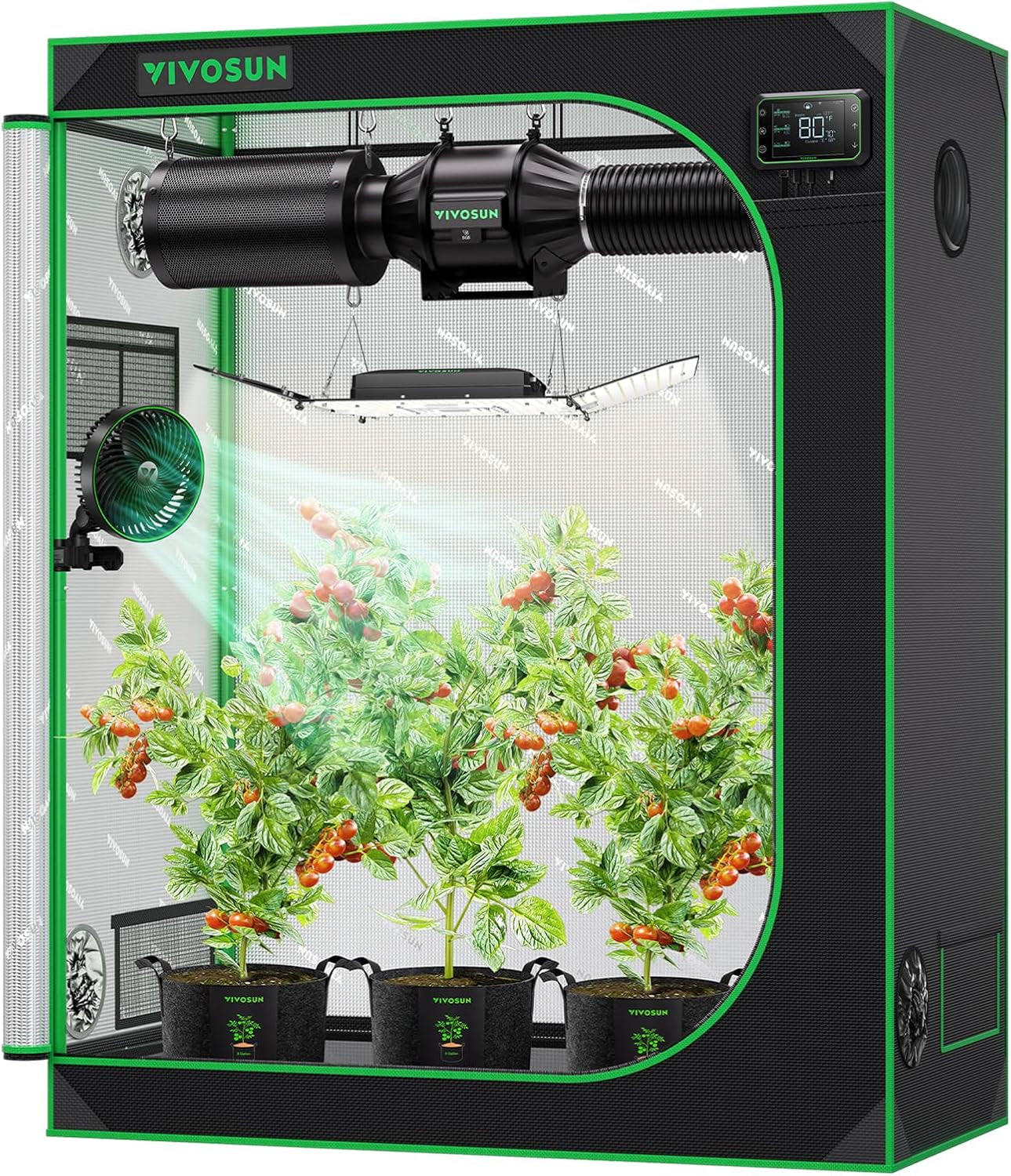 S336 3X3 Grow Tent, 36"X36"X72" High Reflective Mylar with Observation Window and Floor Tray for Hydroponics Indoor Plant for VS2000/VS3000