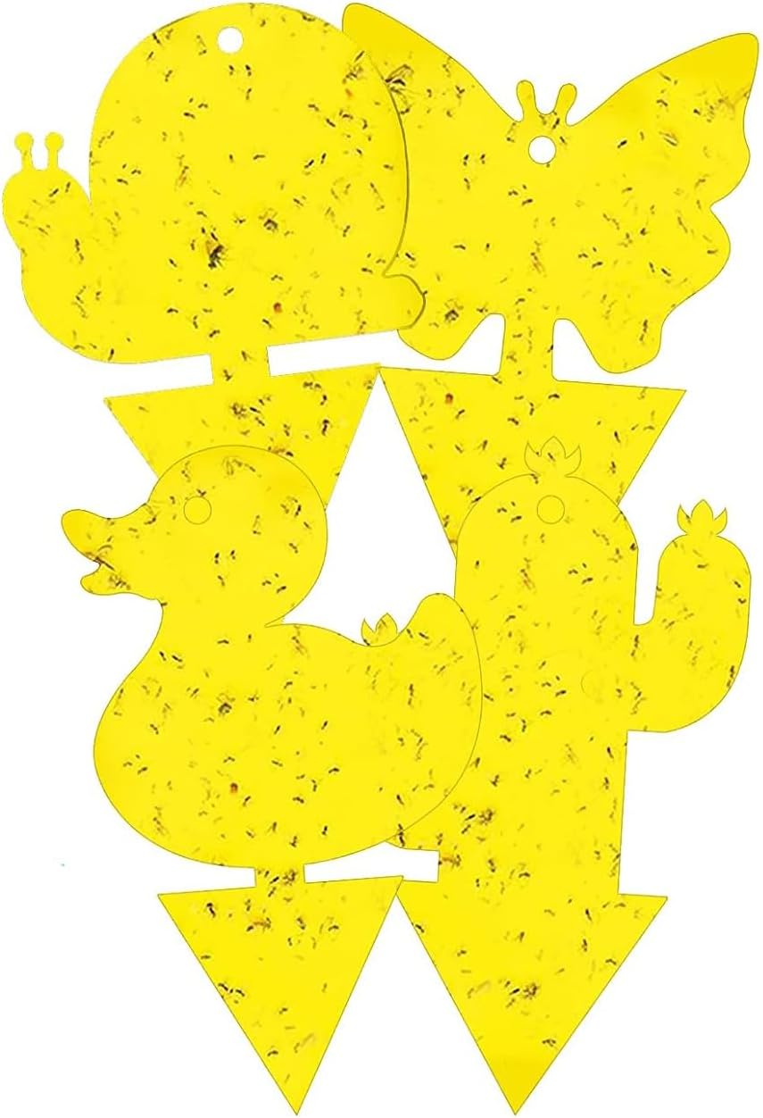 20-Pack Dual-Sided Yellow Sticky Traps for Flying Plant Insect Such as Fungus Gnats, Whiteflies, Aphids, Leafminers,Thrips - (6X8 Inches, Included 20Pcs Twist Ties)