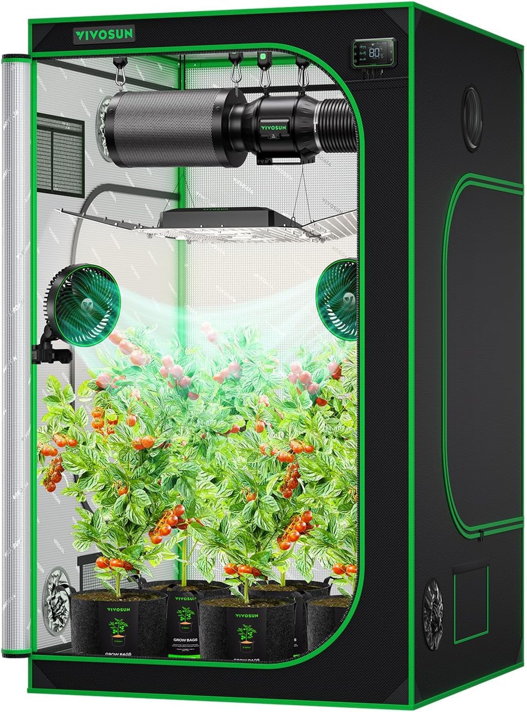 S336 3X3 Grow Tent, 36"X36"X72" High Reflective Mylar with Observation Window and Floor Tray for Hydroponics Indoor Plant for VS2000/VS3000
