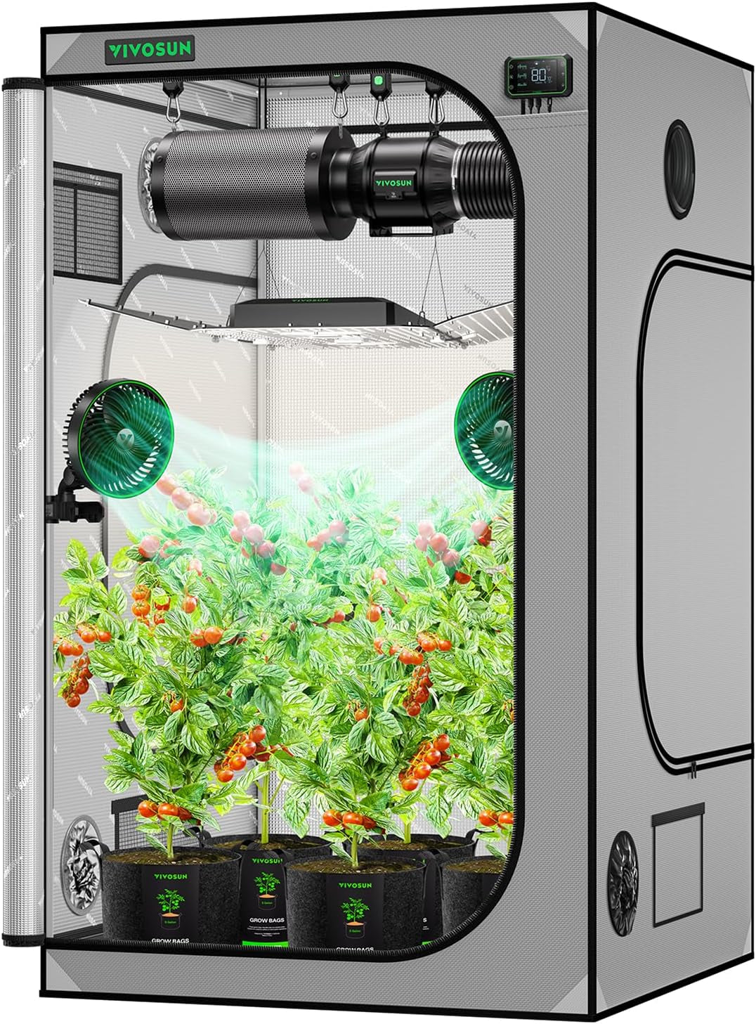 S336 3X3 Grow Tent, 36"X36"X72" High Reflective Mylar with Observation Window and Floor Tray for Hydroponics Indoor Plant for VS2000/VS3000