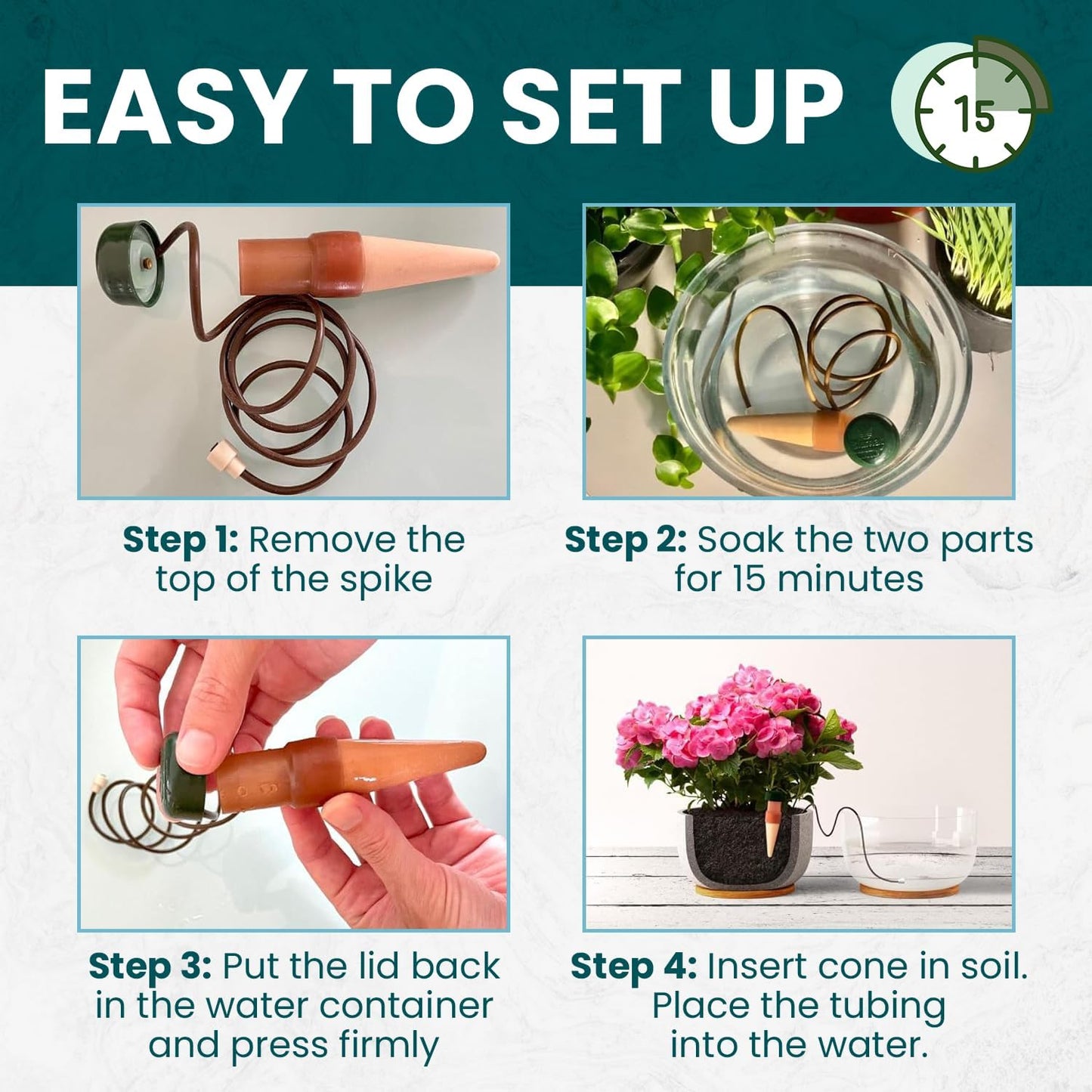 Classic Plant Watering Stakes - Self-Watering Insert for Indoor and Outdoor Plants - Automatic Slow Release Irrigation System for Potted Plants - Houseplant Care Device (3 Packs)