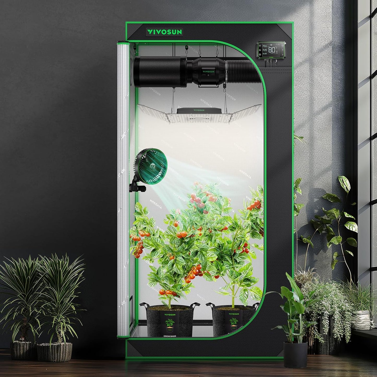 S336 3X3 Grow Tent, 36"X36"X72" High Reflective Mylar with Observation Window and Floor Tray for Hydroponics Indoor Plant for VS2000/VS3000