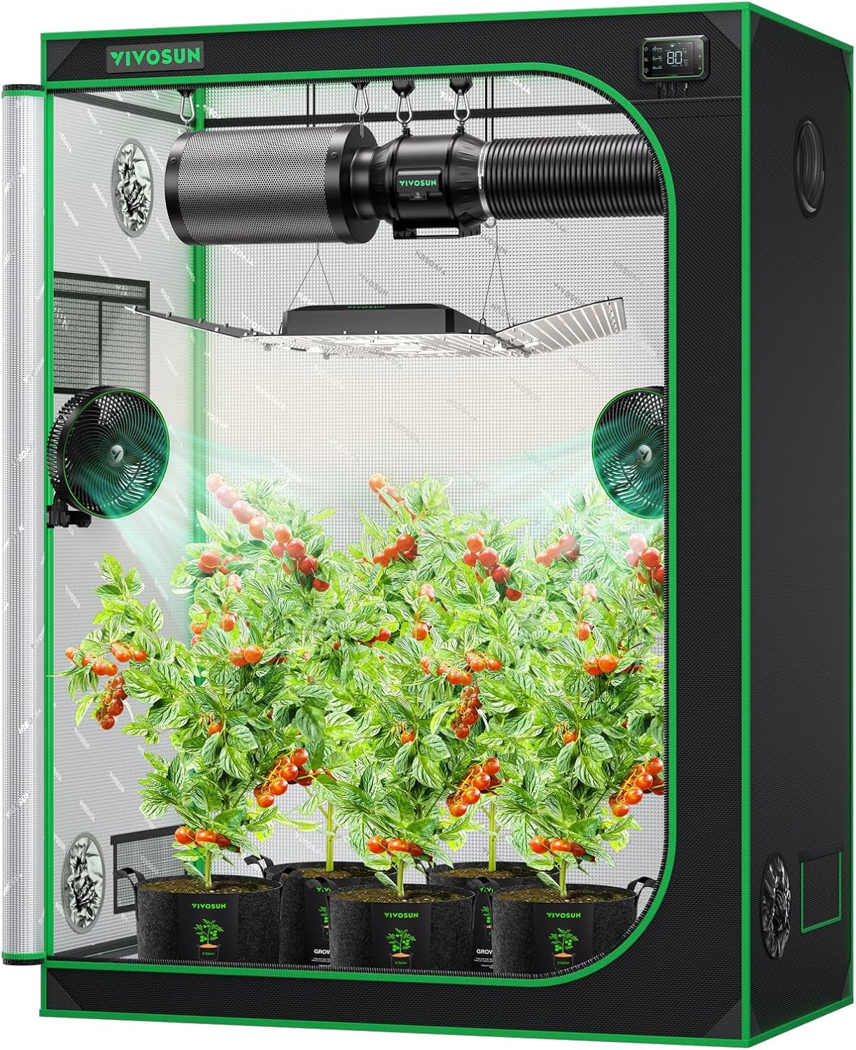 S336 3X3 Grow Tent, 36"X36"X72" High Reflective Mylar with Observation Window and Floor Tray for Hydroponics Indoor Plant for VS2000/VS3000