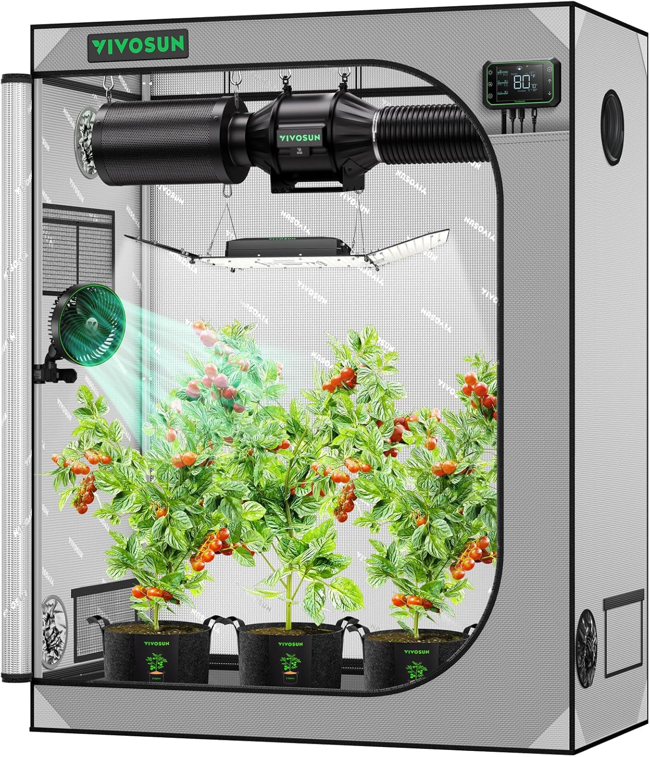 S336 3X3 Grow Tent, 36"X36"X72" High Reflective Mylar with Observation Window and Floor Tray for Hydroponics Indoor Plant for VS2000/VS3000