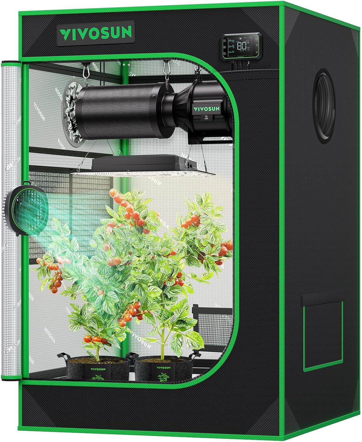 S336 3X3 Grow Tent, 36"X36"X72" High Reflective Mylar with Observation Window and Floor Tray for Hydroponics Indoor Plant for VS2000/VS3000