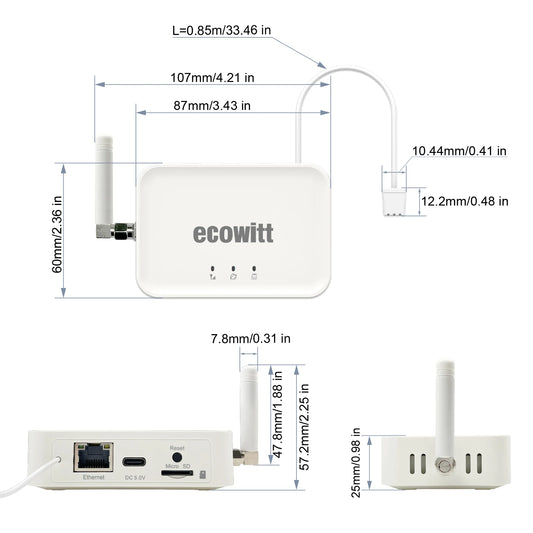 GW3000 Wi-Fi & Ethernet Iot Weather Station Gateway with Built-In Temperature, Humidity, Barometric Sensors