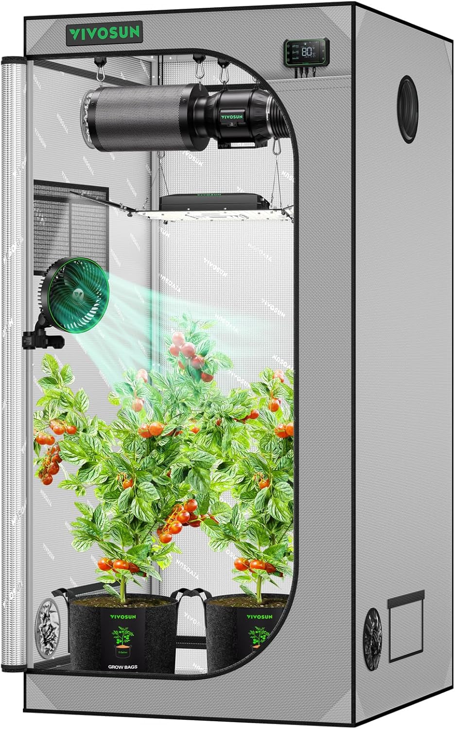 S336 3X3 Grow Tent, 36"X36"X72" High Reflective Mylar with Observation Window and Floor Tray for Hydroponics Indoor Plant for VS2000/VS3000