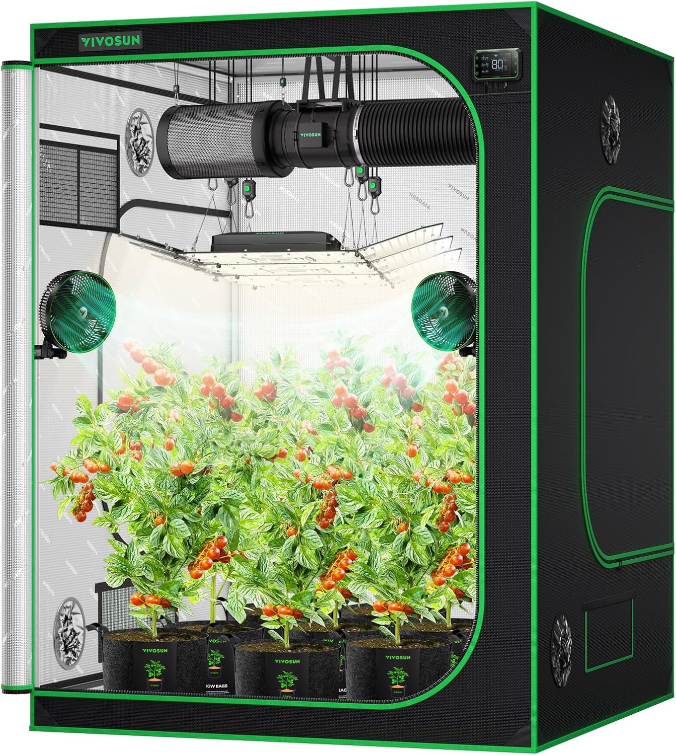S336 3X3 Grow Tent, 36"X36"X72" High Reflective Mylar with Observation Window and Floor Tray for Hydroponics Indoor Plant for VS2000/VS3000
