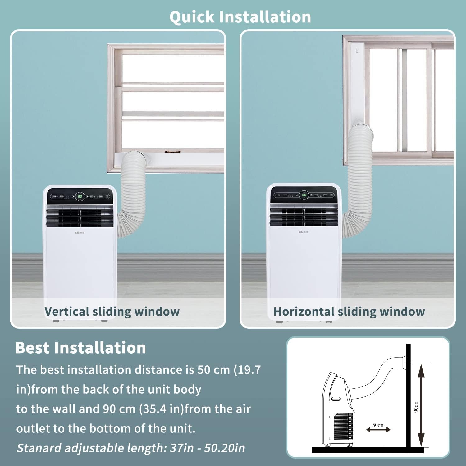 12,000 BTU Portable Air Conditioner, Portable AC Unit with Built-In Cool, Dehumidifier&Fan Modes for Room up to 400 Sq.Ft, with Remote Control, 24 Hour Timer, Installation Kit