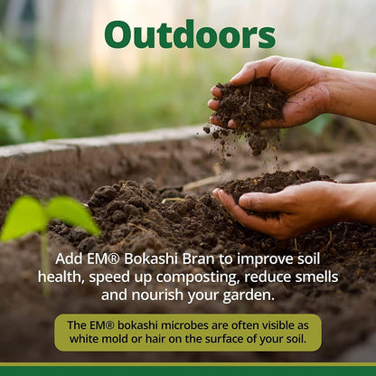 EM Premium Bokashi Bran, Compost Accelerator, Rice Bran Mix, Odor Eliminator, Formulated by Dr. Higa (Bokashi Inventor), Bokashi Compost Starter for Kitchen Compost Bin & Soil (2 Lb)