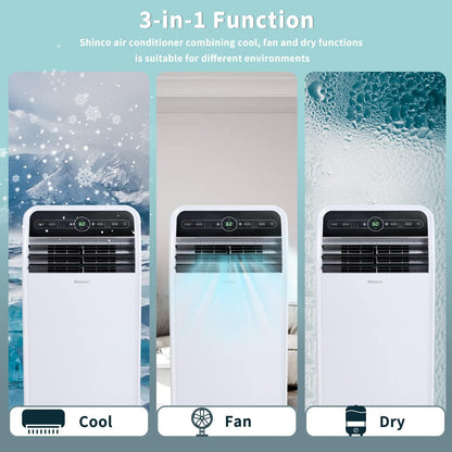 12,000 BTU Portable Air Conditioner, Portable AC Unit with Built-In Cool, Dehumidifier&Fan Modes for Room up to 400 Sq.Ft, with Remote Control, 24 Hour Timer, Installation Kit