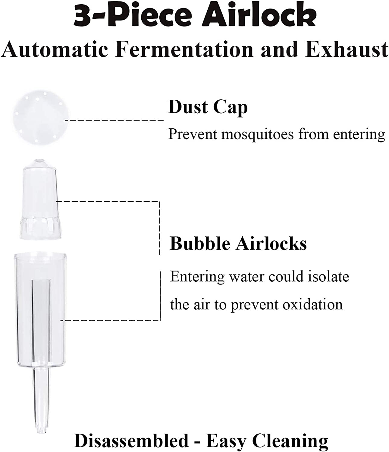Fermentation Lids, 6 Set Fermentation Kit for Wide Mouth Jars, 6 Stainless Steel Fermenting Lids with 6 Silicone Grommets, 6 Airlocks, 6 Silicone Rings(Jars Not Included)