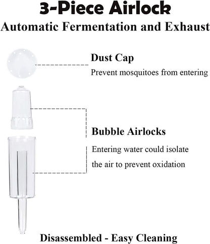Fermentation Lids, 6 Set Fermentation Kit for Wide Mouth Jars, 6 Stainless Steel Fermenting Lids with 6 Silicone Grommets, 6 Airlocks, 6 Silicone Rings(Jars Not Included)