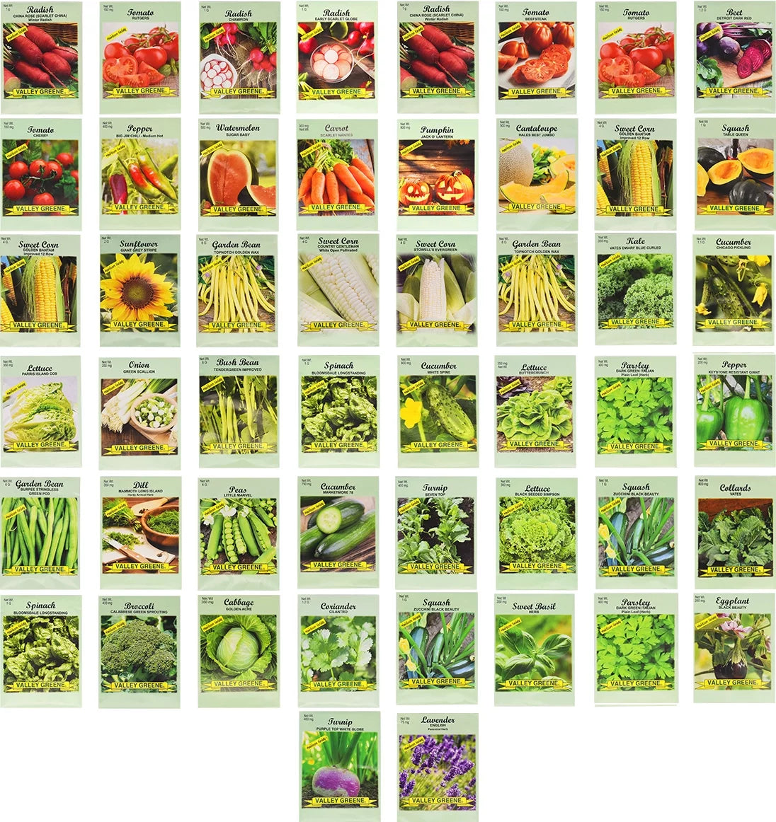 50 Packs Assorted Heirloom Vegetable Seeds 30+ Varieties All Seeds Are Heirloom & Non-Gmo