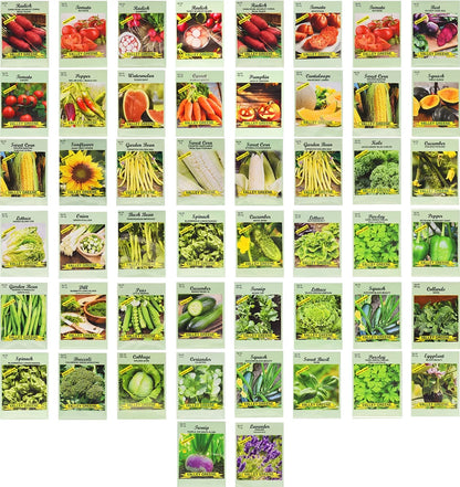 50 Packs Assorted Heirloom Vegetable Seeds 30+ Varieties All Seeds Are Heirloom & Non-Gmo