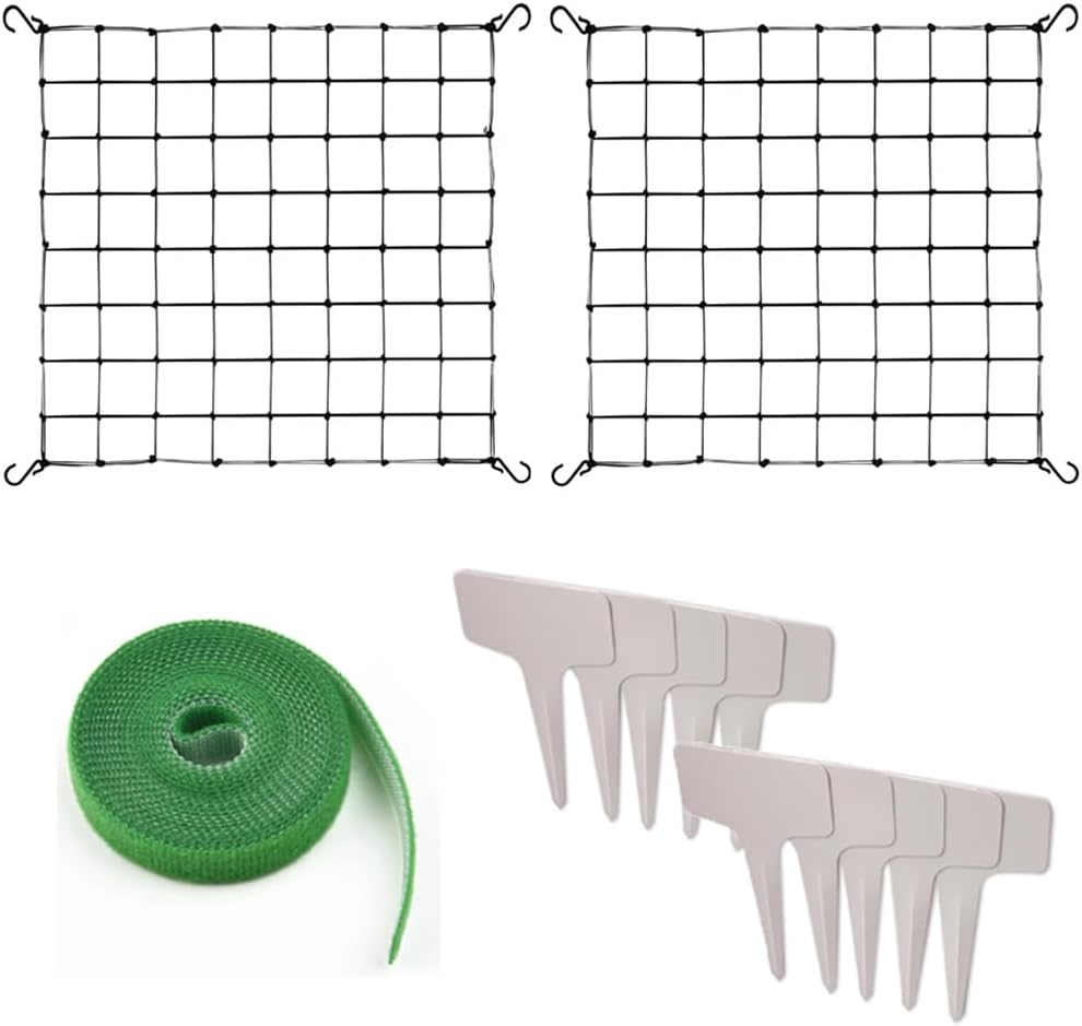 2 Pack Scrog Net 4X4 FT Trellis Net for Grow Tent Elastic Net with 8 Hooks for Indoor Plant Growing Tents Garden Plant Climbing Plants Support Each Mesh 64 Cell