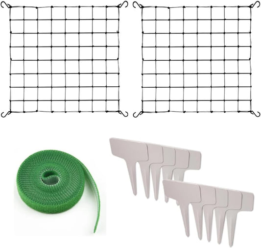 2 Pack Scrog Net 4X4 FT Trellis Net for Grow Tent Elastic Net with 8 Hooks for Indoor Plant Growing Tents Garden Plant Climbing Plants Support Each Mesh 64 Cell