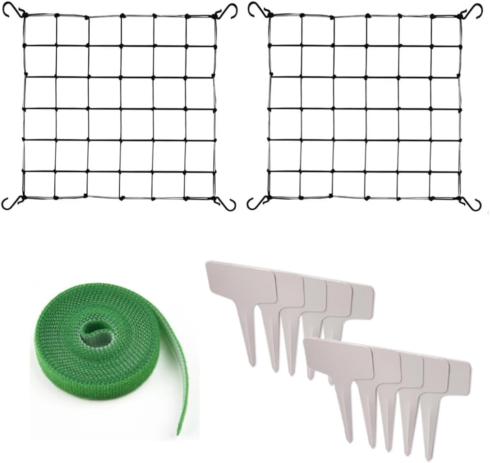 2 Pack Scrog Net 4X4 FT Trellis Net for Grow Tent Elastic Net with 8 Hooks for Indoor Plant Growing Tents Garden Plant Climbing Plants Support Each Mesh 64 Cell