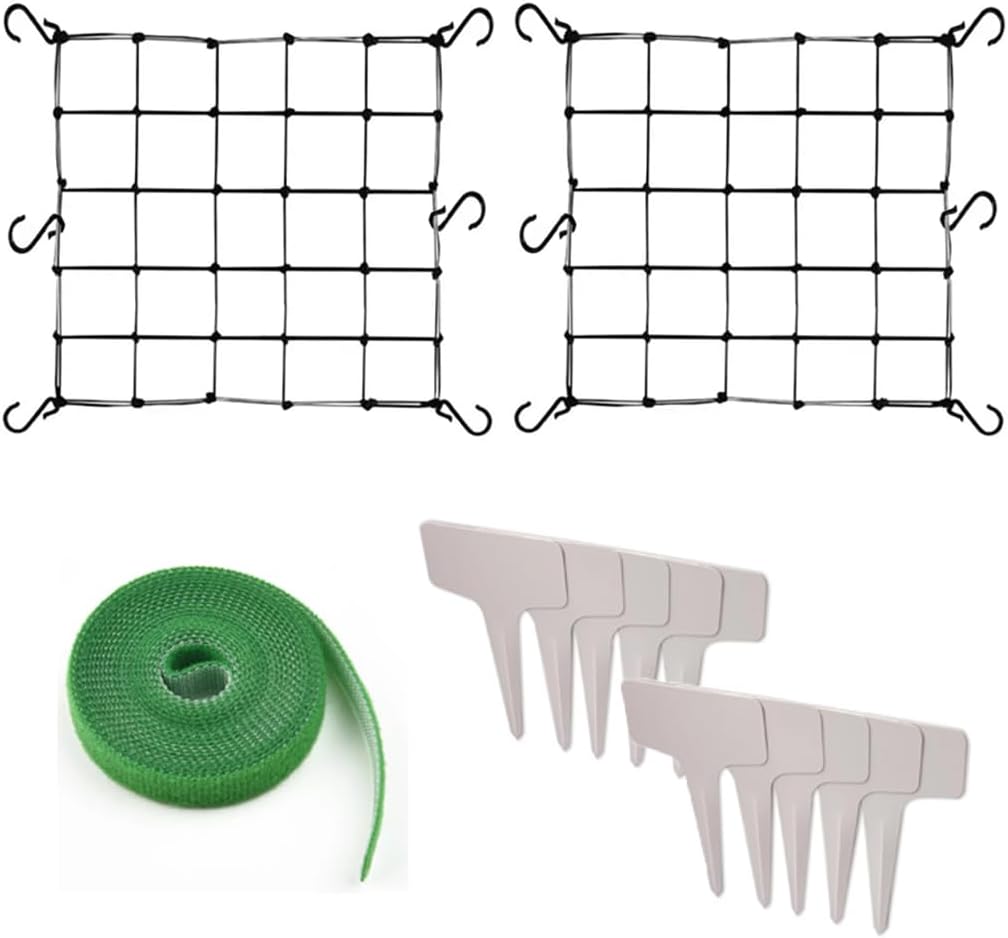 2 Pack Scrog Net 4X4 FT Trellis Net for Grow Tent Elastic Net with 8 Hooks for Indoor Plant Growing Tents Garden Plant Climbing Plants Support Each Mesh 64 Cell