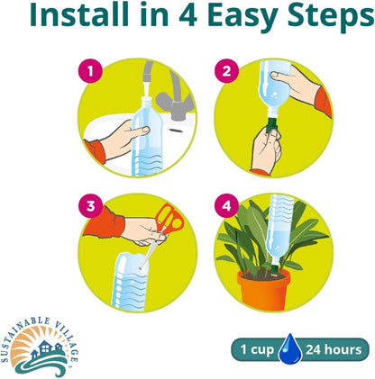 Plant Watering Device - Easy XL Self Watering Planter Insert for Indoor Plants - Bottle Adapter - Prevents Overwatering and Underwatering for Healthy Growth - 6 Pack