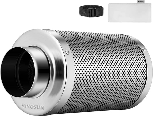 4 Inch Air Carbon Filter Smellines Control with Australia Virgin Charcoal for Inline Duct Fan, Grow Tent, Pre-Filter Included, Reversible Flange 4" X 12"