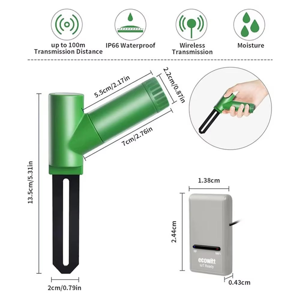 GW1206 Soil Moisture Monitor with Wifi Weather Station Gateway, Plant Water Monitor, Soil Hygrometer Sensor for Garden