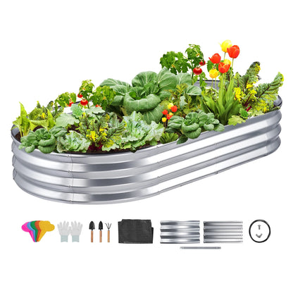 Raised Garden Bed, 6 X 3 X 1 Ft Galvanized Metal Planter Box, Outdoor Planting Boxes with Open Base Water-Proof and Corrosion-Proof to Withstand a Variety of Outdoor Weather Conditions