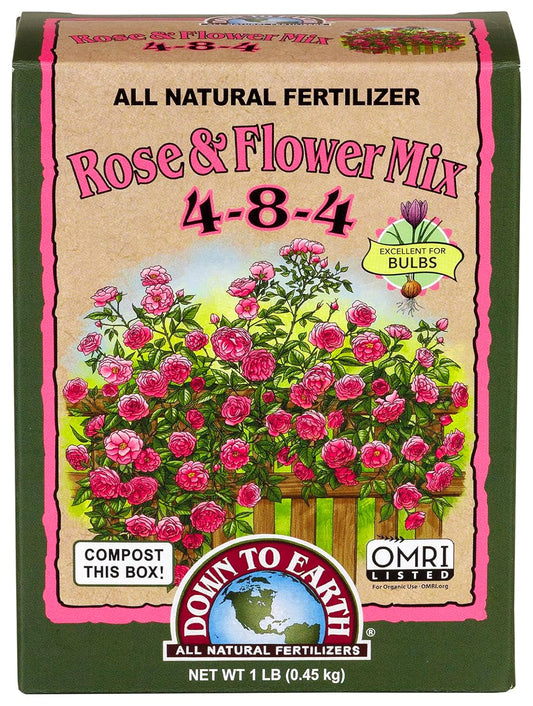 Down to Earth All Natural Rose & Flower Bulb Fertilizer Mix 4-8-4, 1 Lb