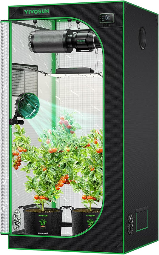 S336 3X3 Grow Tent, 36"X36"X72" High Reflective Mylar with Observation Window and Floor Tray for Hydroponics Indoor Plant for VS2000/VS3000