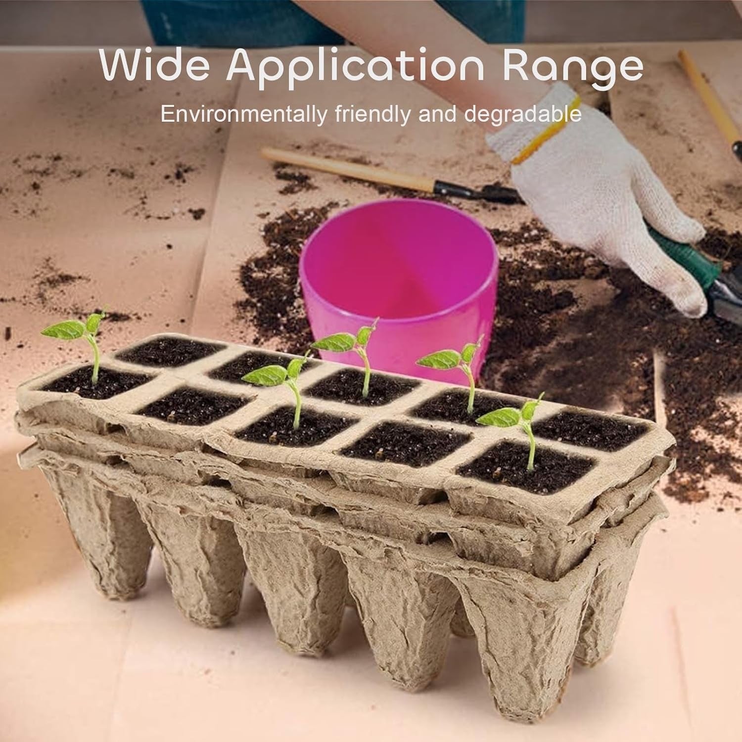 120 Cells Peat Pots Seed Starter Trays 12 Packs Biodegradable Seedling Pots Germination Trays Organic Plant Starter Kit with 15 Pcs Plant Labels