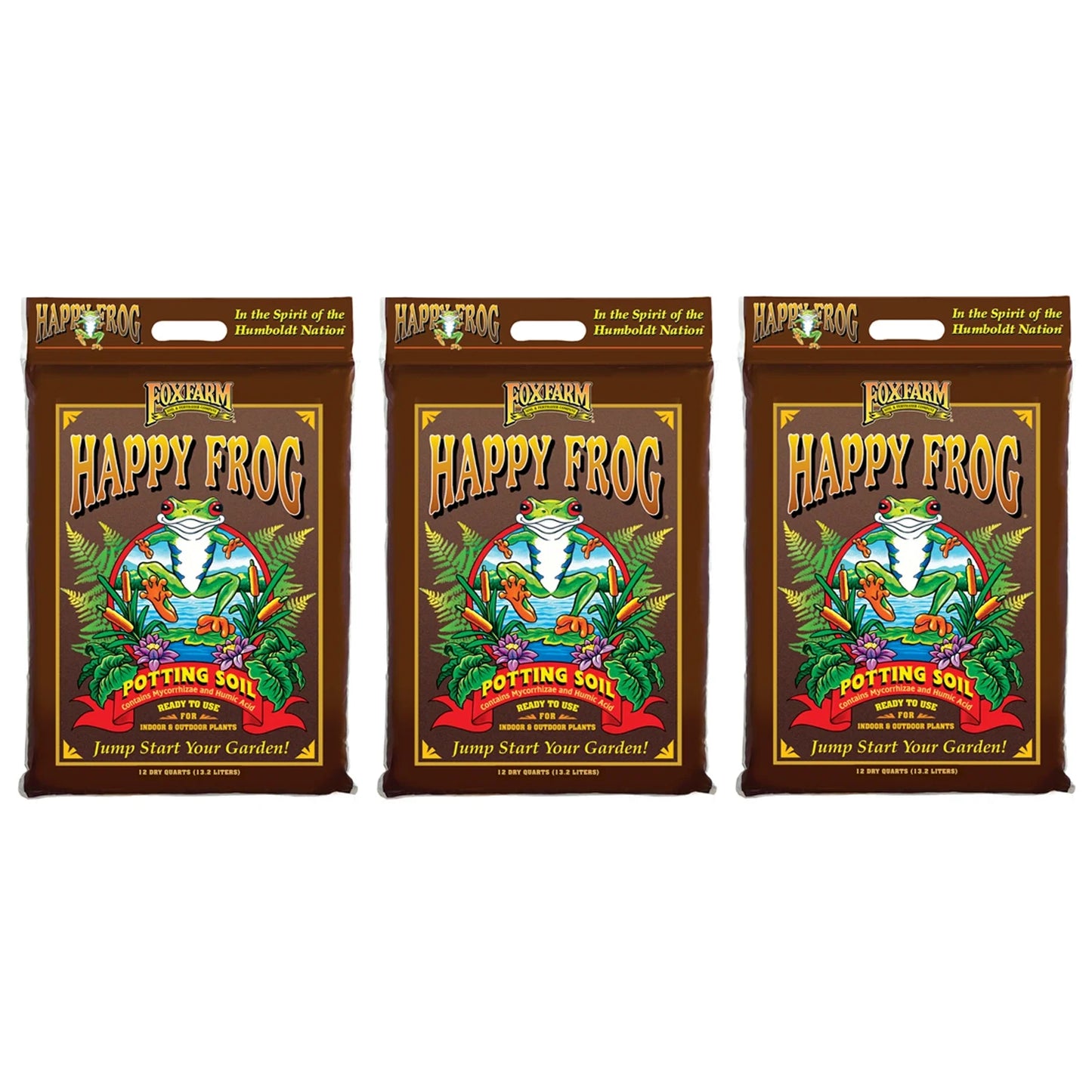 Happy Frog Nutrient Rapid Growth Garden Potting Soil, 12 Quart (3 Pack)