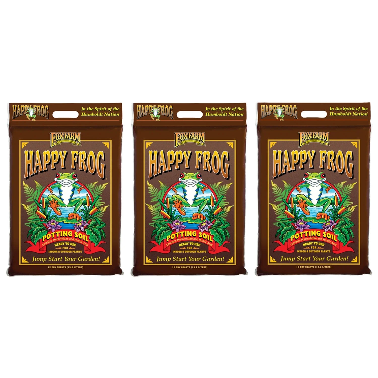 Happy Frog Nutrient Rapid Growth Garden Potting Soil, 12 Quart (3 Pack)