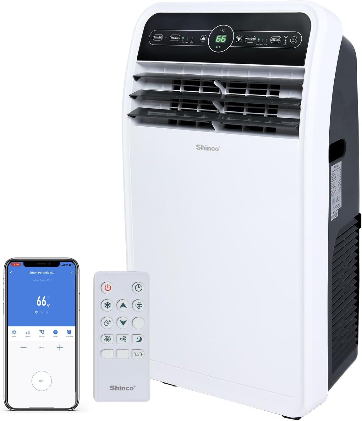 12,000 BTU Portable Air Conditioner, Portable AC Unit with Built-In Cool, Dehumidifier&Fan Modes for Room up to 400 Sq.Ft, with Remote Control, 24 Hour Timer, Installation Kit