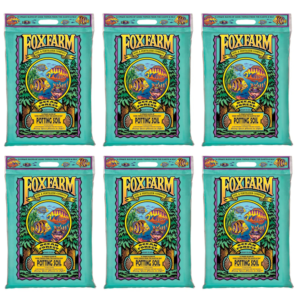 FX14053 Ocean Forest Organic Garden Potting Soil Mix 12 Quarts (6 Pack)