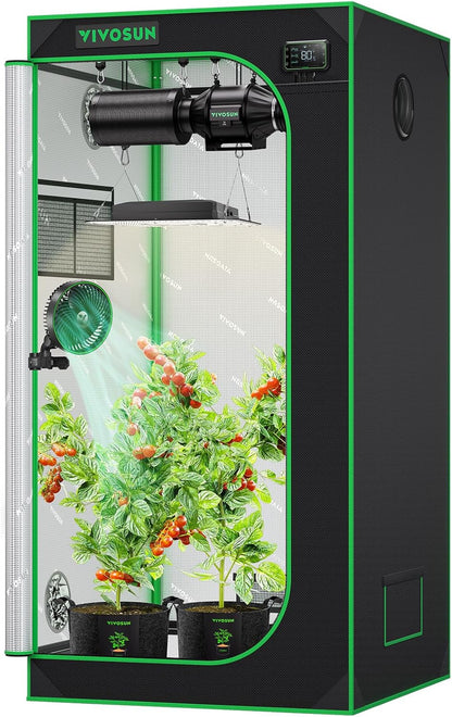 S336 3X3 Grow Tent, 36"X36"X72" High Reflective Mylar with Observation Window and Floor Tray for Hydroponics Indoor Plant for VS2000/VS3000