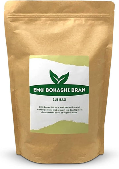 EM Premium Bokashi Bran, Compost Accelerator, Rice Bran Mix, Odor Eliminator, Formulated by Dr. Higa (Bokashi Inventor), Bokashi Compost Starter for Kitchen Compost Bin & Soil (2 Lb)
