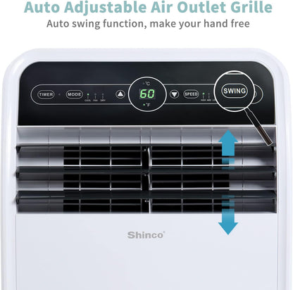 12,000 BTU Portable Air Conditioner, Portable AC Unit with Built-In Cool, Dehumidifier&Fan Modes for Room up to 400 Sq.Ft, with Remote Control, 24 Hour Timer, Installation Kit